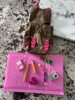 Our Generation/American Girl Doll Accessories Lot | Backpack + School Supplies